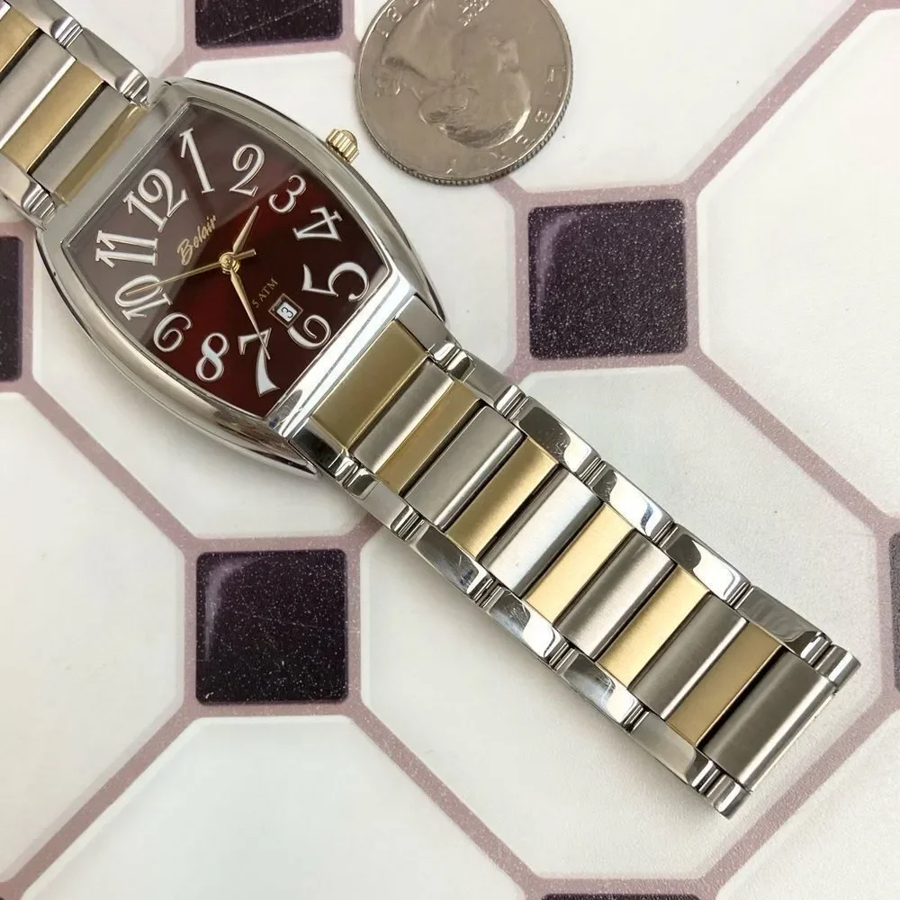Belair Two-Tone Stainless Steel Tonneau Case Men’s Unisex Dress Watch